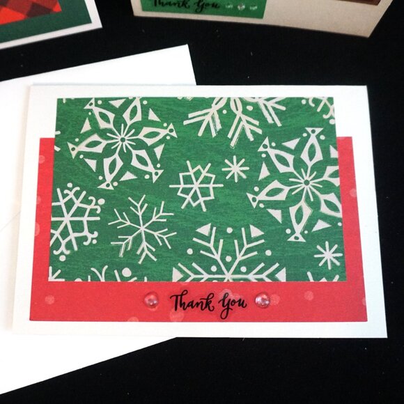 Set of 3 Thank You Cards White with County Print Handmade Greeting Note Cards - Picture 4 of 5